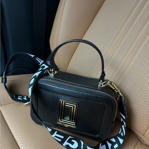 Karl lagerfeld black Leather Handbag with Gold Accents